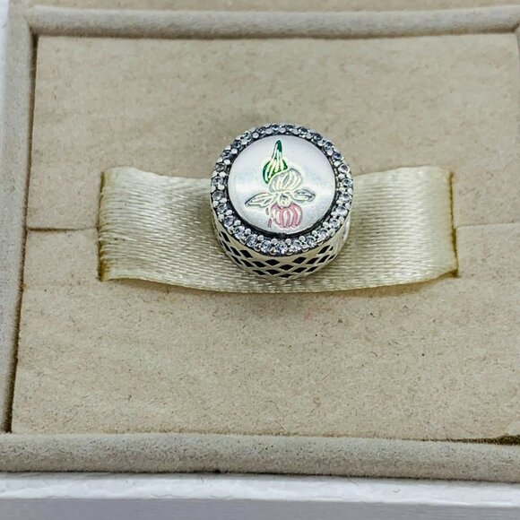🔥🔥Pandora Minnesota Exclusive Showy Ladies Slipper State Flower Charm - Picture 5 of 7